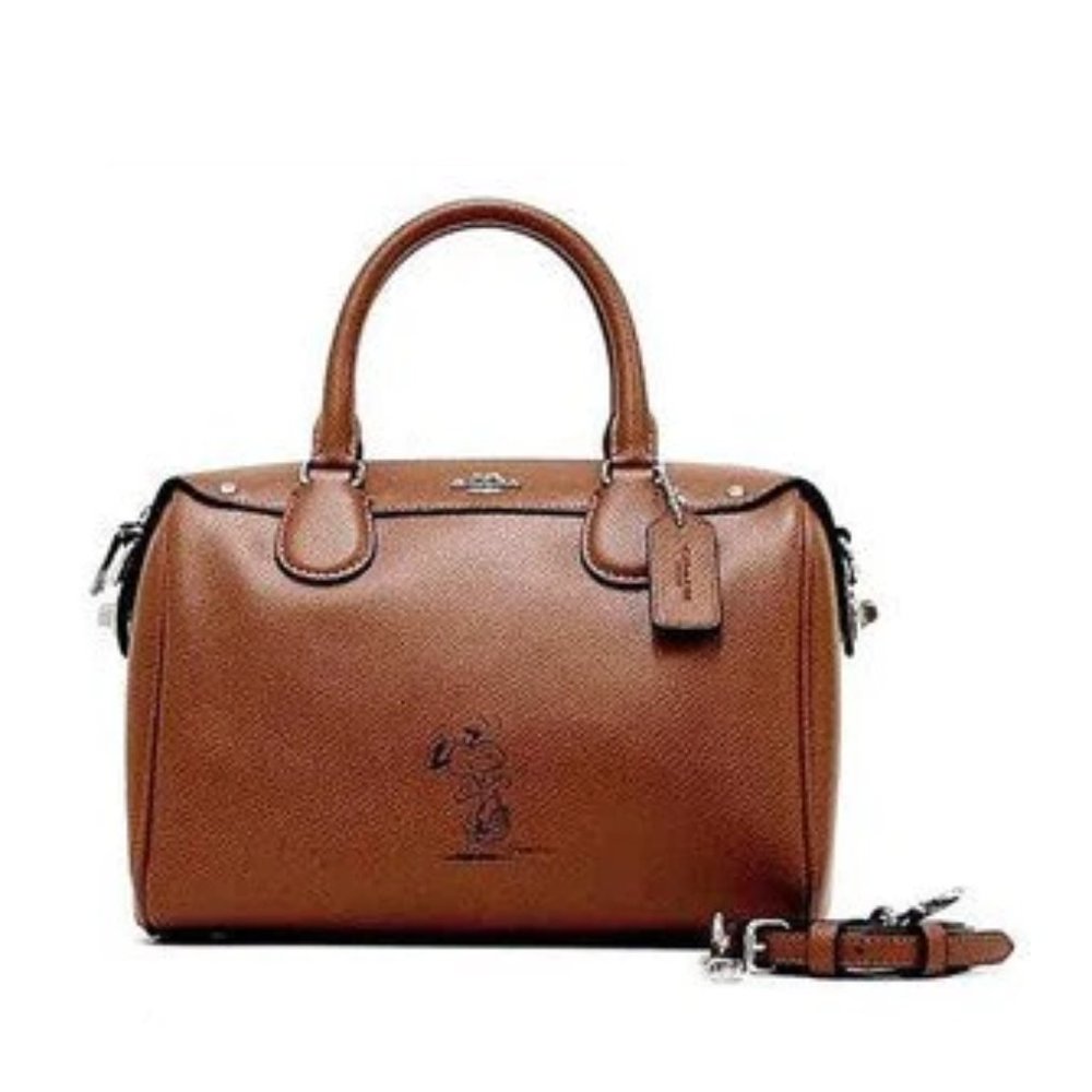 Snoopy Peanuts Coach Brown Satchel Bag